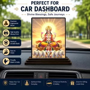 Car Dashboard Surya Wooden Photo Stand  3x4 Inches, Compact & Stylish Spiritual Display For Car, Home & Office (Pack Of 1) (F49511)