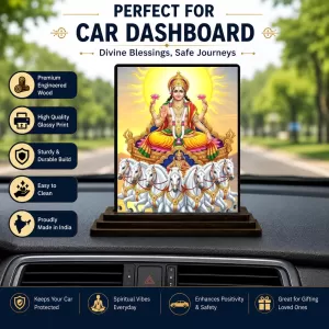 Car Dashboard Surya Wooden Photo Stand  3x4 Inches, Compact & Stylish Spiritual Display For Car, Home & Office (Pack Of 1) (F49512)