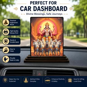 Car Dashboard Surya Wooden Photo Stand  3x4 Inches, Compact & Stylish Spiritual Display For Car, Home & Office (Pack Of 1) (F49513)