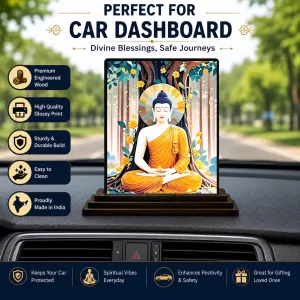 Car Dashboard Buddha Wooden Photo Stand 3x4 Inches, Compact & Stylish Spiritual Display For Car, Home & Office (Pack Of 1) (F49525) Car Dashboard Buddha Wooden Photo Stand 3x4 Inches, Compact & Stylish Spiritual Display For Car, Home & Office (Pack Of 1) (F49525)