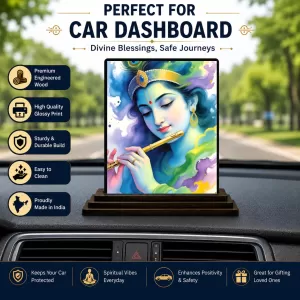 Car Dashboard Lord Krishna Wooden Photo Stand 3x4 Inches, Compact & Stylish Spiritual Display For Car, Home & Office (Pack Of 1) (F49542) Car Dashboard Lord Krishna Wooden Photo Stand 3x4 Inches, Compact & Stylish Spiritual Display For Car, Home & Office (Pack Of 1) (F49542)