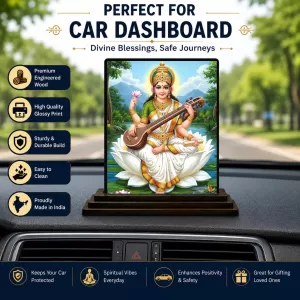 Car Dashboard Saraswati Wooden Photo Stand 3x4 Inches, Compact & Stylish Spiritual Display For Car, Home & Office (Pack Of 1) (F49551) Car Dashboard Saraswati Wooden Photo Stand 3x4 Inches, Compact & Stylish Spiritual Display For Car, Home & Office (Pack Of 1) (F49551)