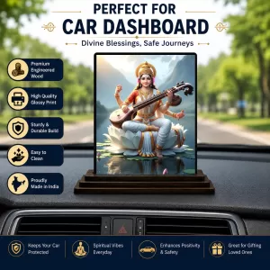Car Dashboard Saraswati Wooden Photo Stand 3x4 Inches, Compact & Stylish Spiritual Display For Car, Home & Office (Pack Of 1) (F49552) Car Dashboard Saraswati Wooden Photo Stand 3x4 Inches, Compact & Stylish Spiritual Display For Car, Home & Office (Pack Of 1) (F49552)
