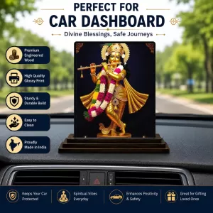 Car Dashboard Lord Krishna Wooden Photo Stand 3x4 Inches, Compact & Stylish Spiritual Display For Car, Home & Office (Pack Of 1) (F49553) Car Dashboard Lord Krishna Wooden Photo Stand 3x4 Inches, Compact & Stylish Spiritual Display For Car, Home & Office (Pack Of 1) (F49553)