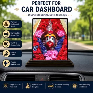 Car Dashboard Goddess Kali Wooden Photo Stand 3x4 Inches, Compact & Stylish Spiritual Display For Car, Home & Office (Pack Of 1) (F49555) Car Dashboard Goddess Kali Wooden Photo Stand 3x4 Inches, Compact & Stylish Spiritual Display For Car, Home & Office (Pack Of 1) (F49555)