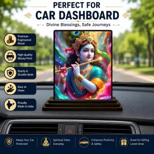 Car Dashboard Lord Krishna Wooden Photo Stand 3x4 Inches, Compact & Stylish Spiritual Display For Car, Home & Office (Pack Of 1) (F49560) Car Dashboard Lord Krishna Wooden Photo Stand 3x4 Inches, Compact & Stylish Spiritual Display For Car, Home & Office (Pack Of 1) (F49560)