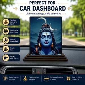 Car Dashboard Lord Shiva Wooden Photo Stand 3x4 Inches, Compact & Stylish Spiritual Display For Car, Home & Office (Pack Of 1) (F49561) Car Dashboard Lord Shiva Wooden Photo Stand 3x4 Inches, Compact & Stylish Spiritual Display For Car, Home & Office (Pack Of 1) (F49561)