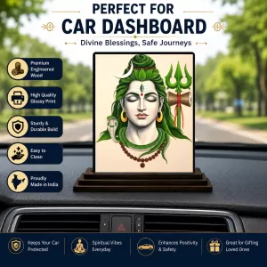 Car Dashboard Lord Shiva Wooden Photo Stand 3x4 Inches, Compact & Stylish Spiritual Display For Car, Home & Office (Pack Of 1) (F49563) Car Dashboard Lord Shiva Wooden Photo Stand 3x4 Inches, Compact & Stylish Spiritual Display For Car, Home & Office (Pack Of 1) (F49563)