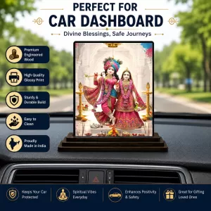 Car Dashboard Radha Shree Krishna Wooden Photo Stand 3x4 Inches, Compact & Stylish Spiritual Display For Car, Home & Office (Pack Of 1) (F49574) Car Dashboard Radha Shree Krishna Wooden Photo Stand 3x4 Inches, Compact & Stylish Spiritual Display For Car, Home & Office (Pack Of 1) (F49574)