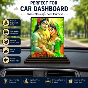 Car Dashboard Shree Krishna And Shree Radha Wooden Photo Stand 3x4 Inches, Compact & Stylish Spiritual Display For Car, Home & Office (Pack Of 1) (F49577) Car Dashboard Shree Krishna And Shree Radha Wooden Photo Stand 3x4 Inches, Compact & Stylish Spiritual Display For Car, Home & Office (Pack Of 1) (F49577)