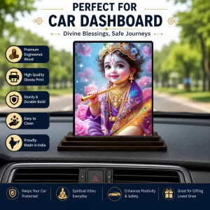 Car Dashboard Shree Krishna Wooden Photo Stand 3x4 Inches, Compact & Stylish Spiritual Display For Car, Home & Office (Pack Of 1) (F49579) Car Dashboard Shree Krishna Wooden Photo Stand 3x4 Inches, Compact & Stylish Spiritual Display For Car, Home & Office (Pack Of 1) (F49579)