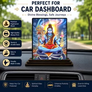Car Dashboard Lord Shiva Wooden Photo Stand 3x4 Inches, Compact & Stylish Spiritual Display For Car, Home & Office (Pack Of 1) (F49582) Car Dashboard Lord Shiva Wooden Photo Stand 3x4 Inches, Compact & Stylish Spiritual Display For Car, Home & Office (Pack Of 1) (F49582)