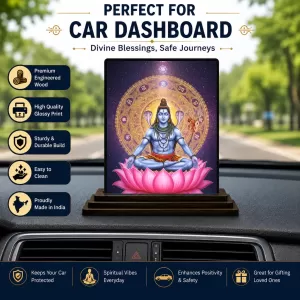 Car Dashboard Lord Shiva Wooden Photo Stand 3x4 Inches, Compact & Stylish Spiritual Display For Car, Home & Office (Pack Of 1) (F49585) Car Dashboard Lord Shiva Wooden Photo Stand 3x4 Inches, Compact & Stylish Spiritual Display For Car, Home & Office (Pack Of 1) (F49585)