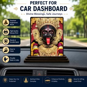 Car Dashboard Goddess Kali Wooden Photo Stand 3x4 Inches, Compact & Stylish Spiritual Display For Car, Home & Office (Pack Of 1) (F49594) Car Dashboard Goddess Kali Wooden Photo Stand 3x4 Inches, Compact & Stylish Spiritual Display For Car, Home & Office (Pack Of 1) (F49594)