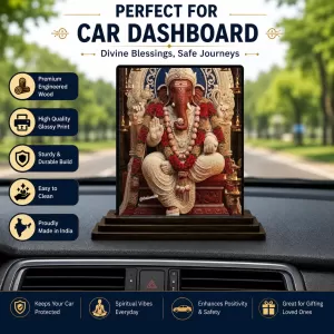 Car Dashboard Ganesha Wooden Photo Stand 3x4 Inches, Compact & Stylish Spiritual Display For Car, Home & Office (Pack Of 1) (F49602) Car Dashboard Ganesha Wooden Photo Stand 3x4 Inches, Compact & Stylish Spiritual Display For Car, Home & Office (Pack Of 1) (F49602)
