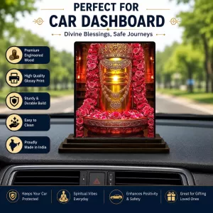 Car Dashboard Shiva Wooden Photo Stand  3x4 Inches, Compact & Stylish Spiritual Display For Car, Home & Office (Pack Of 1) (F49608)