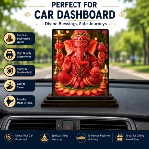 Car Dashboard Ganesha Wooden Photo Stand 3x4 Inches, Compact & Stylish Spiritual Display For Car, Home & Office (Pack Of 1) (F49609) Car Dashboard Ganesha Wooden Photo Stand 3x4 Inches, Compact & Stylish Spiritual Display For Car, Home & Office (Pack Of 1) (F49609)