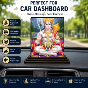 Car Dashboard Hanuman Wooden Photo Stand 3x4 Inches, Compact & Stylish Spiritual Display For Car, Home & Office (Pack Of 1) (F49610) Car Dashboard Hanuman Wooden Photo Stand 3x4 Inches, Compact & Stylish Spiritual Display For Car, Home & Office (Pack Of 1) (F49610)