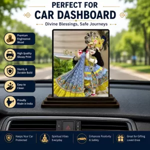 Car Dashboard Shree Krishna Wooden Photo Stand 3x4 Inches, Compact & Stylish Spiritual Display For Car, Home & Office (Pack Of 1) (F49614) Car Dashboard Shree Krishna Wooden Photo Stand 3x4 Inches, Compact & Stylish Spiritual Display For Car, Home & Office (Pack Of 1) (F49614)