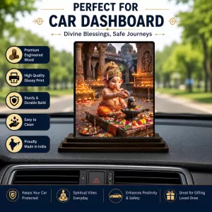 Car Dashboard Ganesha Wooden Photo Stand 3x4 Inches, Compact & Stylish Spiritual Display For Car, Home & Office (Pack Of 1) (F49615) Car Dashboard Ganesha Wooden Photo Stand 3x4 Inches, Compact & Stylish Spiritual Display For Car, Home & Office (Pack Of 1) (F49615)