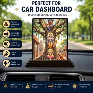 Car Dashboard Shiva Wooden Photo Stand  3x4 Inches, Compact & Stylish Spiritual Display For Car, Home & Office (Pack Of 1) (F49623)