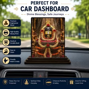 Car Dashboard Shiva Wooden Photo Stand  3x4 Inches, Compact & Stylish Spiritual Display For Car, Home & Office (Pack Of 1) (F49630)