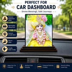 Car Dashboard Krishna Wooden Photo Stand 3x4 Inches, Compact & Stylish Spiritual Display For Car, Home & Office (Pack Of 1) (F49632) Car Dashboard Krishna Wooden Photo Stand 3x4 Inches, Compact & Stylish Spiritual Display For Car, Home & Office (Pack Of 1) (F49632)