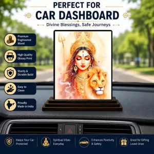 Car Dashboard Durga Wooden Photo Stand 3x4 Inches, Compact & Stylish Spiritual Display For Car, Home & Office (Pack Of 1) (F49642) Car Dashboard Durga Wooden Photo Stand 3x4 Inches, Compact & Stylish Spiritual Display For Car, Home & Office (Pack Of 1) (F49642)