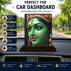 Car Dashboard Goddess Kali Wooden Photo Stand  3x4 Inches, Compact & Stylish Spiritual Display For Car, Home & Office (Pack Of 1) (F49643)