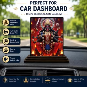 Car Dashboard Kali Wooden Photo Stand  3x4 Inches, Compact & Stylish Spiritual Display For Car, Home & Office (Pack Of 1) (F49655)