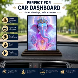 Car Dashboard Ganesha Wooden Photo Stand 3x4 Inches, Compact & Stylish Spiritual Display For Car, Home & Office (Pack Of 1) (F49658) Car Dashboard Ganesha Wooden Photo Stand 3x4 Inches, Compact & Stylish Spiritual Display For Car, Home & Office (Pack Of 1) (F49658)