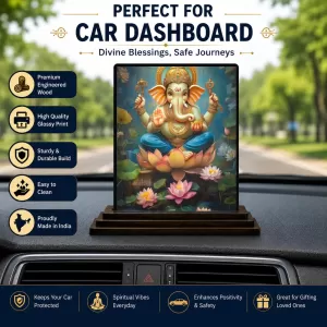 Car Dashboard Ganesha Wooden Photo Stand 3x4 Inches, Compact & Stylish Spiritual Display For Car, Home & Office (Pack Of 1) (F49660) Car Dashboard Ganesha Wooden Photo Stand 3x4 Inches, Compact & Stylish Spiritual Display For Car, Home & Office (Pack Of 1) (F49660)