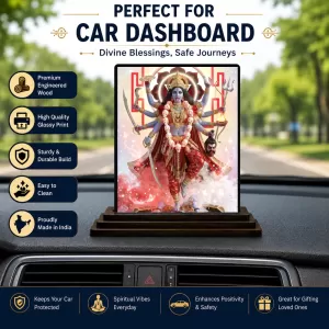 Car Dashboard Kali Wooden Photo Stand  3x4 Inches, Compact & Stylish Spiritual Display For Car, Home & Office (Pack Of 1) (F49662)