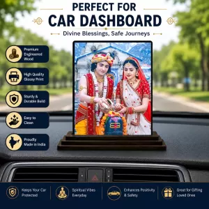 Car Dashboard Krishna And Radha Wooden Photo Stand 3x4 Inches, Compact & Stylish Spiritual Display For Car, Home & Office (Pack Of 1) (F49673) Car Dashboard Krishna And Radha Wooden Photo Stand 3x4 Inches, Compact & Stylish Spiritual Display For Car, Home & Office (Pack Of 1) (F49673)