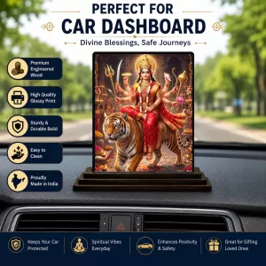 Car Dashboard Durga Wooden Photo Stand 3x4 Inches, Compact & Stylish Spiritual Display For Car, Home & Office (Pack Of 1) (F49675) Car Dashboard Durga Wooden Photo Stand 3x4 Inches, Compact & Stylish Spiritual Display For Car, Home & Office (Pack Of 1) (F49675)