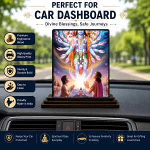 Car Dashboard Vishnu Wooden Photo Stand  3x4 Inches, Compact & Stylish Spiritual Display For Car, Home & Office (Pack Of 1) (F49681)