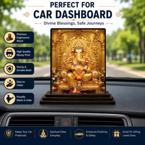 Car Dashboard Ganesha Wooden Photo Stand 3x4 Inches, Compact & Stylish Spiritual Display For Car, Home & Office (Pack Of 1) (F49688) Car Dashboard Ganesha Wooden Photo Stand 3x4 Inches, Compact & Stylish Spiritual Display For Car, Home & Office (Pack Of 1) (F49688)