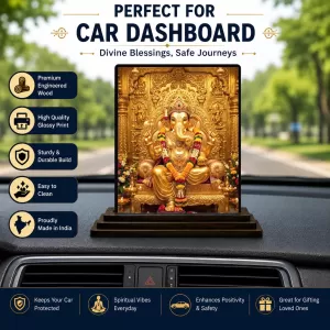 Car Dashboard Ganesha Wooden Photo Stand 3x4 Inches, Compact & Stylish Spiritual Display For Car, Home & Office (Pack Of 1) (F49691) Car Dashboard Ganesha Wooden Photo Stand 3x4 Inches, Compact & Stylish Spiritual Display For Car, Home & Office (Pack Of 1) (F49691)