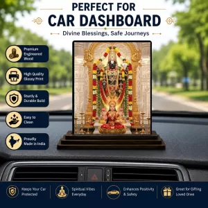 Car Dashboard Venkateswara Wooden Photo Stand 3x4 Inches, Compact & Stylish Spiritual Display For Car, Home & Office (Pack Of 1) (F49693) Car Dashboard Venkateswara Wooden Photo Stand 3x4 Inches, Compact & Stylish Spiritual Display For Car, Home & Office (Pack Of 1) (F49693)