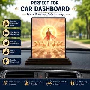 Car Dashboard Surya Wooden Photo Stand  3x4 Inches, Compact & Stylish Spiritual Display For Car, Home & Office (Pack Of 1) (F49696)