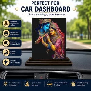 Car Dashboard Shree Krishna And Shree Radha Wooden Photo Stand 3x4 Inches, Compact & Stylish Spiritual Display For Car, Home & Office (Pack Of 1) (F49697) Car Dashboard Shree Krishna And Shree Radha Wooden Photo Stand 3x4 Inches, Compact & Stylish Spiritual Display For Car, Home & Office (Pack Of 1) (F49697)