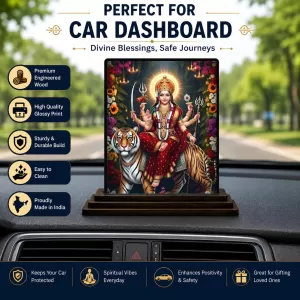 Car Dashboard Durga Wooden Photo Stand 3x4 Inches, Compact & Stylish Spiritual Display For Car, Home & Office (Pack Of 1) (F49704) Car Dashboard Durga Wooden Photo Stand 3x4 Inches, Compact & Stylish Spiritual Display For Car, Home & Office (Pack Of 1) (F49704)