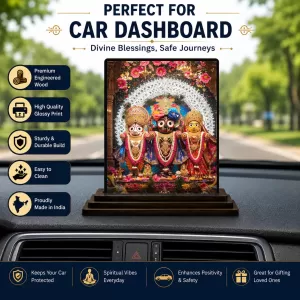 Car Dashboard Jagannath, Balabhadra, And Subhadra Wooden Photo Stand 3x4 Inches, Compact & Stylish Spiritual Display For Car, Home & Office (Pack Of 1) (F49718) Car Dashboard Jagannath, Balabhadra, And Subhadra Wooden Photo Stand 3x4 Inches, Compact & Stylish Spiritual Display For Car, Home & Office (Pack Of 1) (F49718)