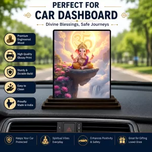 Car Dashboard Ganesha Wooden Photo Stand 3x4 Inches, Compact & Stylish Spiritual Display For Car, Home & Office (Pack Of 1) (F49719) Car Dashboard Ganesha Wooden Photo Stand 3x4 Inches, Compact & Stylish Spiritual Display For Car, Home & Office (Pack Of 1) (F49719)