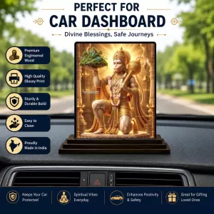 Car Dashboard Hanuman Wooden Photo Stand 3x4 Inches, Compact & Stylish Spiritual Display For Car, Home & Office (Pack Of 1) (F49722) Car Dashboard Hanuman Wooden Photo Stand 3x4 Inches, Compact & Stylish Spiritual Display For Car, Home & Office (Pack Of 1) (F49722)