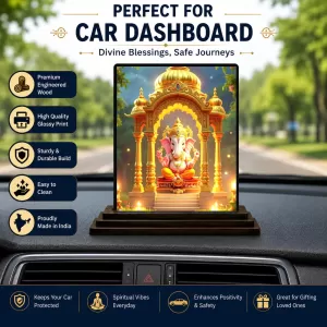 Car Dashboard Ganesha Wooden Photo Stand 3x4 Inches, Compact & Stylish Spiritual Display For Car, Home & Office (Pack Of 1) (F49729) Car Dashboard Ganesha Wooden Photo Stand 3x4 Inches, Compact & Stylish Spiritual Display For Car, Home & Office (Pack Of 1) (F49729)