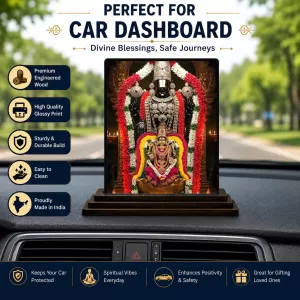 Car Dashboard Lord Tirupati And Mata Lakshmi Wooden Photo Stand 3x4 Inches, Compact & Stylish Spiritual Display For Car, Home & Office (Pack Of 1) (F49731) Car Dashboard Lord Tirupati And Mata Lakshmi Wooden Photo Stand 3x4 Inches, Compact & Stylish Spiritual Display For Car, Home & Office (Pack Of 1) (F49731)