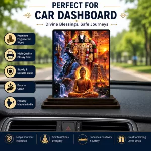 Car Dashboard Shiva Wooden Photo Stand 3x4 Inches, Compact & Stylish Spiritual Display For Car, Home & Office (Pack Of 1) (F49738) Car Dashboard Shiva Wooden Photo Stand 3x4 Inches, Compact & Stylish Spiritual Display For Car, Home & Office (Pack Of 1) (F49738)