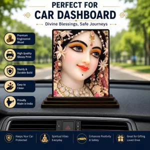 Car Dashboard Radha Wooden Photo Stand 3x4 Inches, Compact & Stylish Spiritual Display For Car, Home & Office (Pack Of 1) (F49742) Car Dashboard Radha Wooden Photo Stand 3x4 Inches, Compact & Stylish Spiritual Display For Car, Home & Office (Pack Of 1) (F49742)