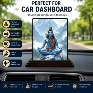 Car Dashboard Shiva Wooden Photo Stand 3x4 Inches, Compact & Stylish Spiritual Display For Car, Home & Office (Pack Of 1) (F49743) Car Dashboard Shiva Wooden Photo Stand 3x4 Inches, Compact & Stylish Spiritual Display For Car, Home & Office (Pack Of 1) (F49743)